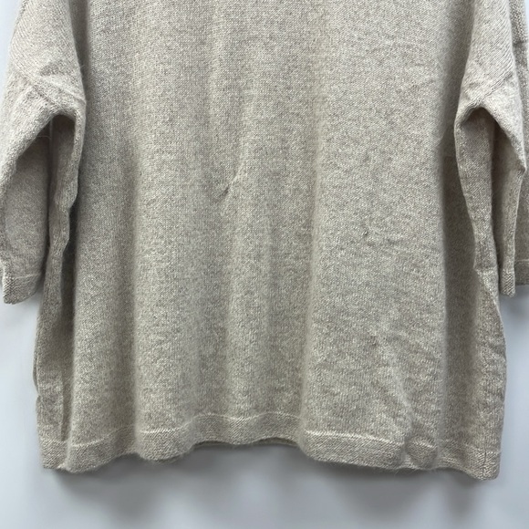 Peruvian Connection Relaxed Boxy 3/4 Sleeve Knit Pullover Sweater Tan XS/S - Picture 3 of 7